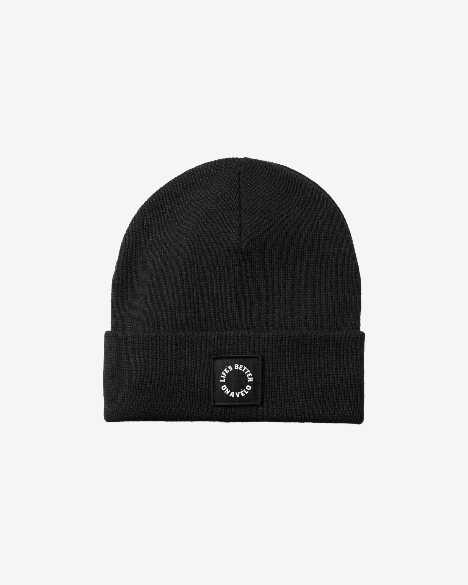 RVC Beanie mit Life is better on a Velo Patch in schwarz aus Soft-Touch Acrylic